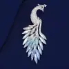Broche Pavão de Cristal Degradê Retrô Moda Feminina Elegante Exquisito Corsage Design de Nicho Alfinete Acessórios para Terno