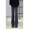 Jeans Débiles Negro Gris para Mujer Primavera y Otoño Nuevos Talla Grande Chica Gordita Cintura Alta Elásticos Cubre Cadera Adelgazantes Pantalones de Herradura
