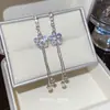 Nuevos Pendientes Coreanos Exquisitos de Flor de Zirconia con Borlas para Mujer, Adelgazantes y de Estilo Hada, Pendientes Largos de Moda y Elegantes