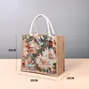 Bolsa de lona estilo retro pintada al óleo a medida, gran capacidad, perfecta para ir de compras, con cierre magnético oculto, y disponible con impresión de logotipo