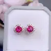 Brincos de Topázio Rosa Naturais, Topázio Rosa Fino, Cristalinos, Tamanho: 6mm Banhado a Prata 925