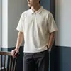 Camisa Polo Masculina Dengjie com Meio Zíper e Manga Curta Verão Novo Masculino Solta Algodão Piqué Gola Lapela Tricô para Meninos