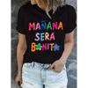 Amazon Cross-Border Spot Camiseta Colorida con Letras Graffiti Ma Ma Cuello Redondo Primavera y Verano Casual Manga Corta para Mujer