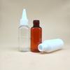Venta al por mayor, en stock, botella de plástico extruido transparente de 30 ml, botella de muestra de subbotella de mezcla de color de pigmento, botella de boca puntiaguda con pulverizador de polvo PET