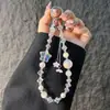 Corrente de celular com contas de alta qualidade, estrelas, franjas, flores, pingentes, chaveiro de contas feito à mão, corrente para pendurar na bolsa, corrente anti-perda