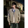 Chaqueta retro americana tie-dye de piel sintética para hombre, prenda exterior de otoño moderna con silueta corta y cuadrada, chaqueta de béisbol de alta gama