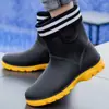 Botas de Lluvia de Caña Corta de Moda Transfronterizas para Pareja Suela Gruesa Calzado de Exterior Todo Fósforo Impermeable Antideslizantes Zapatos de Goma para Cocina Zapatos Impermeables para Lavado de Autos