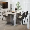 Juego de mesa y sillas de comedor de pizarra de lujo ligero estilo italiano, moderno y simple, adecuado para apartamentos pequeños, mesa de comedor rectangular de alta gama
