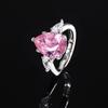 Anillo de Diamante Rosa en Forma de Gota de Venta Caliente Europeo y Americano para Mujer, Personalizado de Alta Gama, Imitación Cristal Rosa, Anillo Abierto Ajustable de Piedra Rosa