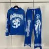 Moda Retro Europea y Americana Estilo Estrella del Infierno Infierno Sudadera con Capucha Holgada Sudadera para Hombre Conjunto para Mujer Tendencia Otoño
