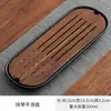Bandeja de té pequeña estilo japonés con almacenamiento de agua, Bandeja de bambú resistente para uso doméstico, Juego de té redondo con drenaje de agua, Plataforma de secado para preparación de té
