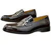 Zapatos de Vestir de Cuero para Hombre de Alta Gama Mocasines Penny Italianos Brillantes Piel de Vaca de Primera Capa Slip-on Completamente Hechos a Mano Letras Metálicas