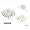 Suporte de Ferro para Lanches Bandeja de Lanches Estilo Nórdico Tigela de Cerâmica Dividida para Frutas para Casa Sala de Estar Bandeja de Frutas para Servir Sobremesa