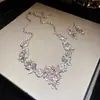 Aretes Colgantes Collar con Colgante de Gota de Agua con Pedrería Trabajo Pesado Exquisito Lujo Cadena para Clavícula Conjunto para Vestido de Banquete Venta al por Mayor Directa de Fábrica
