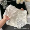 7A Panties Ultradelgados con Estampado Dulce de Cintura Alta para Mujer Serie Blanco Leche de Seda de Hielo Entrepierna de Modal Borde de Encaje Bragas Juveniles