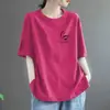 Camiseta de Manga Corta para Mujer 2024 Nueva Moda de Verano Versátil Holgada Adelgazante Rejuvenecedora Talla Grande Top Camiseta