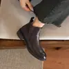 Botines Versátiles Minimalistas para Mujer Estilo Nuevo Cuero Lavado de Capa Superior Suave Suela Silenciosa Botines Chelsea de Cuero Genuino Tacón Medio