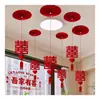 Conjunto de Decoração para Quarto de Casamento Celebração de Casamento Pingente para Sala de Estar Flor de Puxar Ornamento Noivo e Noiva Suprimentos de Casamento Casa Nova Ornamento Pendurado Dupla Felicidade