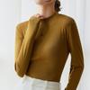 Camiseta Modal de Cuello Alto Medio para Mujer, Otoño e Invierno, Aspecto Adelgazante, Negra, de Alta Gama, Color Puro, Cuello Redondo, Manga Larga