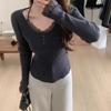 Camiseta Base de Punto de Encaje Estilo Coreano para Mujer, Adecuada para Primavera y Otoño 2026, Nuevo Suéter de Cuello Redondo con un Elegante Diseño Ajustado