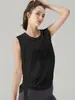 Cubierta de Yoga de Verano Ligera de Hilo de Bambú para Mujer con Cordón, Corte Ajustado, Transpirable, Chaleco Deportivo sin Mangas Versátil para Fitness al Aire Libre