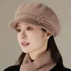 Sombrero de Lana de Conejo para Mujer Otoño e Invierno con Felpa Cálida para Personas de Mediana Edad y Mayores Protección Auditiva Protección contra el Frío Tejido Grueso para Exteriores