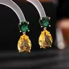 Pendientes de gota con forma de corazón de circonita micro pavimentada, de lujo accesible de alta gama, elegantes, para mujer, diseño geométrico de nicho, estilo europeo y americano