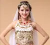 Disfraces de Danza del Vientre para Adultos Escenario Danza Folclórica Danza de Xinjiang Danza India Disfraces de Tops de Sujetador de Chile con Lentejuelas