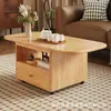 Mesa de centro multifuncional plegable y portátil con almacenamiento en cajón y diseño de ruedas giratorias, adecuada para salas de estar pequeñas, mesa de centro extensible