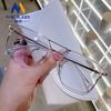 Anteojos para miopía para hombre de grado ajustable con protección ocular contra la radiación de luz azul, lente plana, caja de doble puente personalizada, armazón de anteojos de negocios