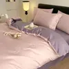 Conjunto de cama de luxo de algodão de fibra longa com 60 fios, quatro peças, conjunto de três peças de algodão puro, lençol de cima, capa de edredom, lençol com elástico, acessórios de cama, capa de colcha