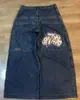 E-commerce Transfronteiriço Jeans Big Boy Y2K Harajuku Hip-Hop Bordados Jeans Largos Street Calças de Cintura Alta Wide-Leg