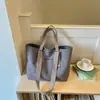 Bolsa tote de lona com estampa de letras para mulheres, grande capacidade, bolsa de mão versátil para o dia a dia, bolsa de ombro casual