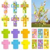2026 Nueva Escena de Cesta de Huevos de Pascua de Dibujos Animados Decoración Tarjeta Pegatinas de Decoración de Pascua Decoración Colgante para Puerta