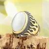 Novo Estilo Ins Dominador Conjunto de Chama Pedra Preciosa Masculino Retrô Punk Hip Hop Alto Senso Anel Selvagem