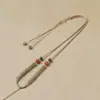 Corrente de Contas Especial de Jade Hetian Ajustável Tecida à Mão Estilo Chinês Retrô