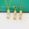 Conjunto de Brincos e Pingente de Bambu Fornecimento ao Vivo Micro-Embutido de Luxo Leve Nicho de Ponta Conjunto de Jade Hetian Imitação Atacado