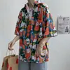 Camisa floral estilo hawaiano tailandés americano, verano estilo Hong Kong retro playa costera floral para pareja de manga corta para hombre