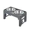 Comedouro para Pets Suporte com Tigelas de Aço Inoxidável Dobrável Ajustável Grande Capacidade Tigela Dupla Tigela para Cachorro Tigela Alimentadora Lenta