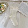 Calcetines de mujer, calcetines de encaje dulce, calcetines de primavera y verano, medias estilo Lolita con lazo japonés