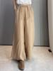 Calça de Ramie Wide Leg para Mulheres, Estilo Verão, Retrô Literário, Solta, Efeito Emagrecedor, Cor Lisa, Calça Casual Leve e Reta 528