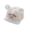 Chapéu de Sol de Malha com Urso Xadrez Fofo para Bebê, Boné Estilo Coreano Macio e Fofo com Bico de Pato, Chapéu de Verão com Aba Macia para Meninos e Meninas