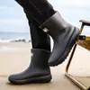 Botas de Lluvia Forradas de Polar Transfronterizas para Hombre, Botas de Lluvia de Media Caña, Zapatos Acuáticos Antideslizantes, Botas de Lluvia de Moda para Exportación, Zapatos de Goma para el Trabajo, Zapatos de Cocina para Hombre