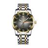 JLANDA Jinfengda Explosiones Correa de Acero Fino Redondo Cuarzo Genuino Doble Calendario Negocios Casual Reloj J6601