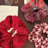 Ambiente Navideño y de Año Nuevo Scrunchie de Hilo Rojo Trenzado Estilo Coreano para Mujer