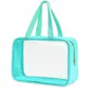 Bolsa de almacenamiento de PVC transparente de Amazon más vendida transfronteriza, bolsa de cosméticos impermeable con doble asa, bolsa de aseo de gran capacidad al por mayor