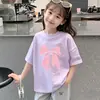 2026 Novo Estilo Camisetas de Verão para Crianças Grandes Camiseta Roupas de Verão para Crianças Algodão Puro Manga Curta Roupas para Meninas Camiseta de Manga Curta para Meninas