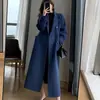 Elegante casaco de lã para mulheres, outono e inverno, de alta qualidade, estilo longo, plus size, solto, emagrecedor, estiloso, acima do joelho, casaco de tamanho grande, transfronteiriço