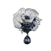 Broche Rosa Brilhante Borla de Cristal de Alta Qualidade para Mulheres Cheio de Zircônia Moda de Luxo Elegante Pino para Blazer