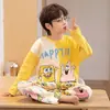 Pijama infantil masculino, coleção primavera e outono, algodão manga longa, para crianças e adolescentes, adequado para meninos mais velhos, estilo outono, nova coleção 2026